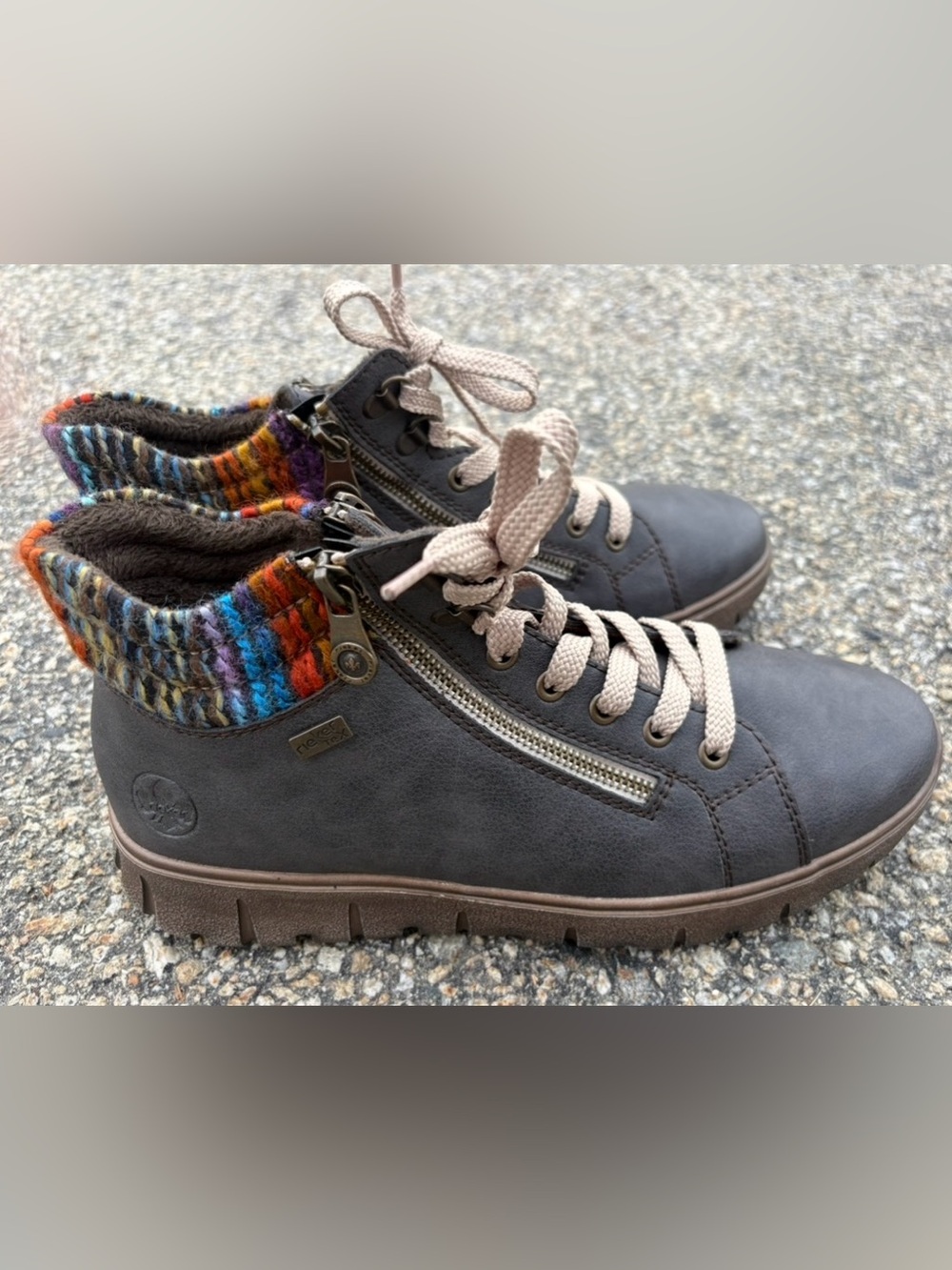 NWOB! Rieker N1305 HEIKE Women’s Water Resistant Boots,9.5,Basalt/Orange Multi - Picture 2 of 15